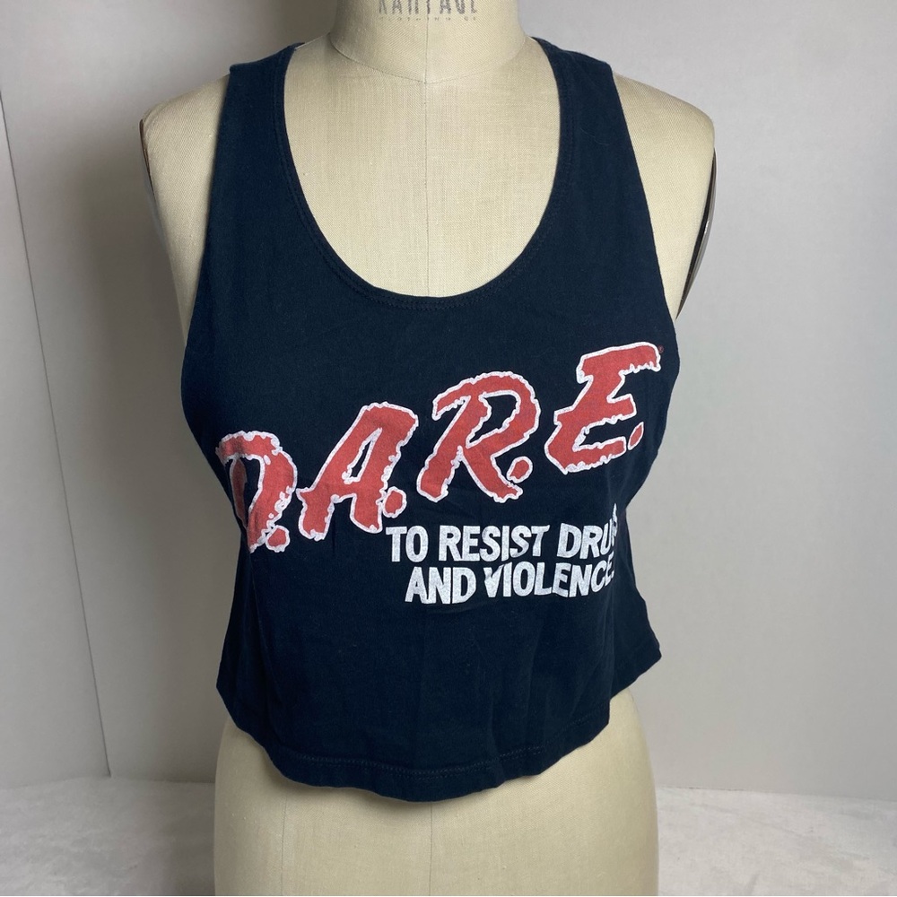 Black D.A.R.E. Graphic Crop Top M
